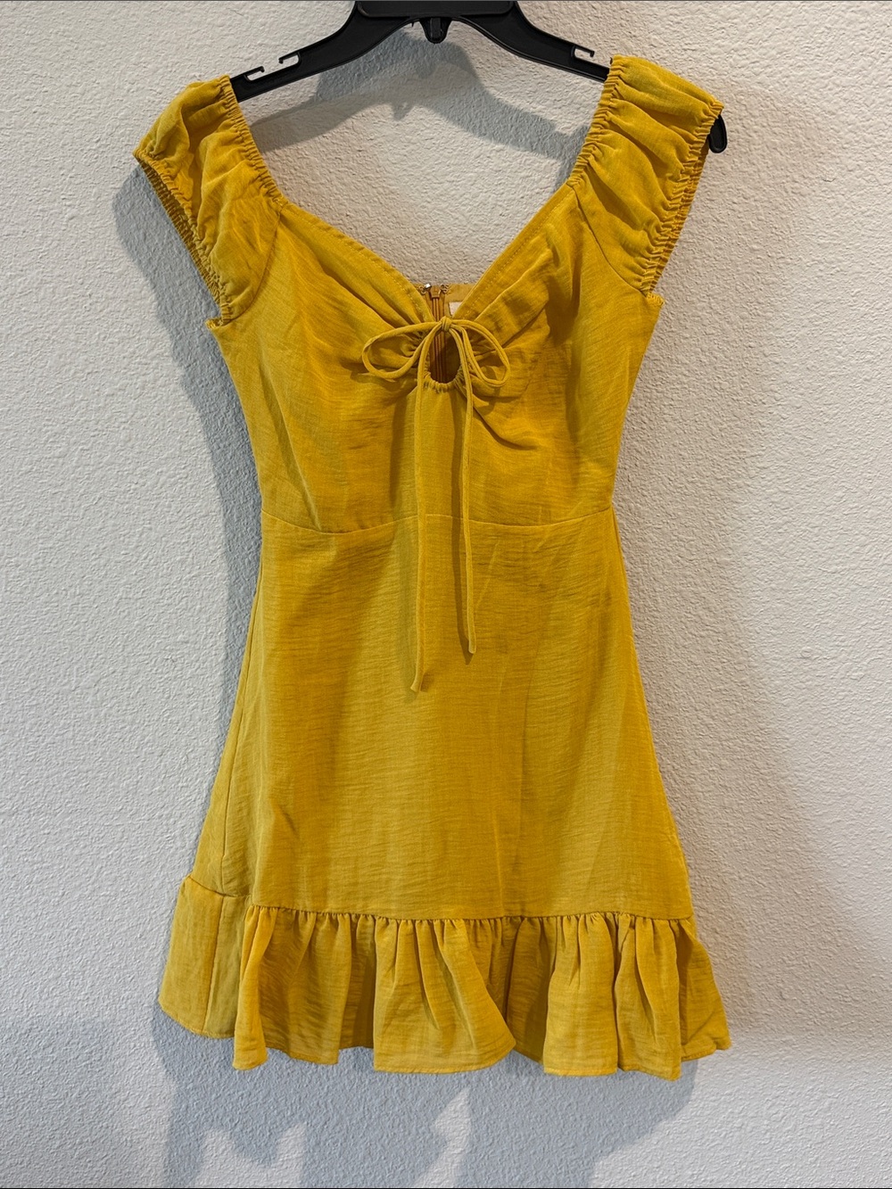 Urban Outfitters Yellow Ruffle-Hem Mini Dress